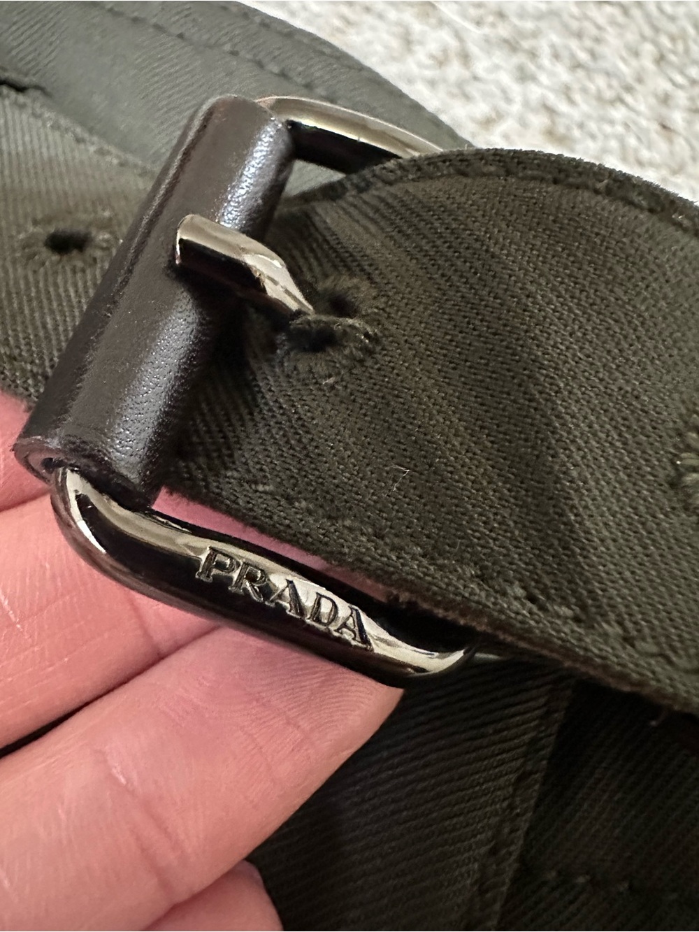 Prada Olive Straight-Leg Trousers with Subtle Belt - Picture 4 of 11
